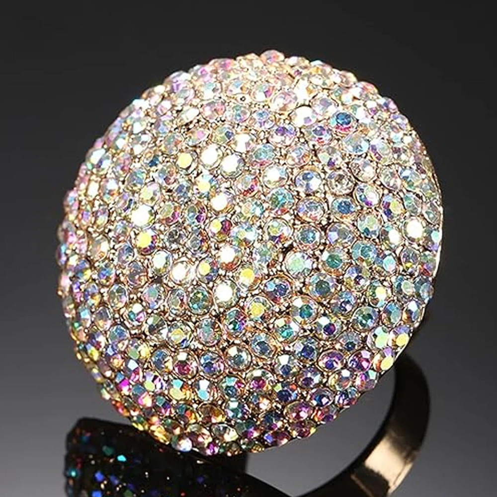 20g Weight Rhinestones Inlay Material Open Rings Classification Adjustable Ring Size Copper Inlay Round Rhinestones Open Rings