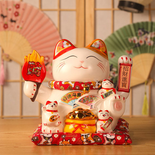 Lucky Cat Large Ornament Store Opens Electric Shaker Large Japanese Ceramic Creative Business is Prosperous Lucky Cat