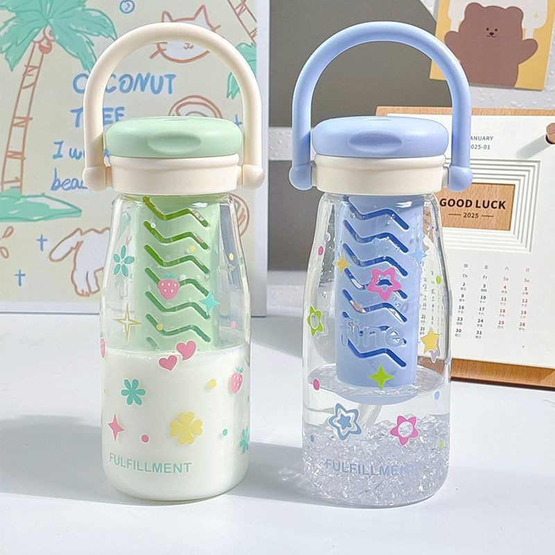 水杯玻璃杯大容量吸管杯子带提手ins女生高颜值家用可爱小众便携|undefined