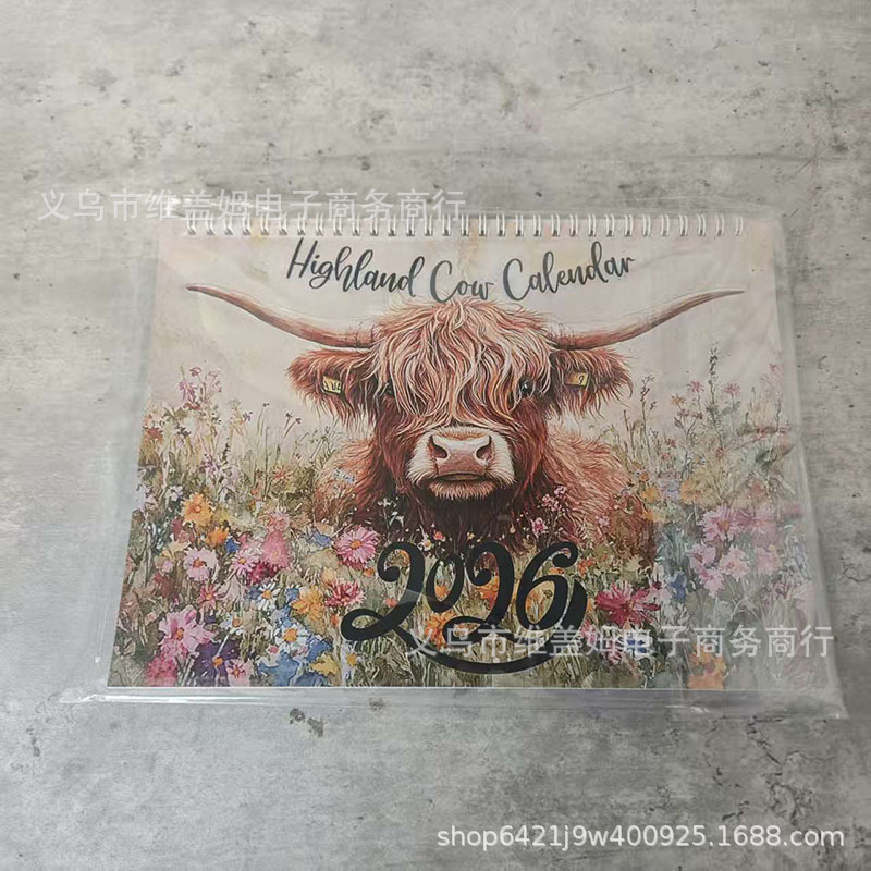 高地牛日历2026 Highland Cow Calendar 2026 家庭办公室装饰挂历|undefined
