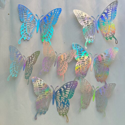 Brilliant Butterfly Series Decor Wall Sticker, Hollow Butterfly DIY Pearl Paper Realistic Butterfly LK12 Ten Colors