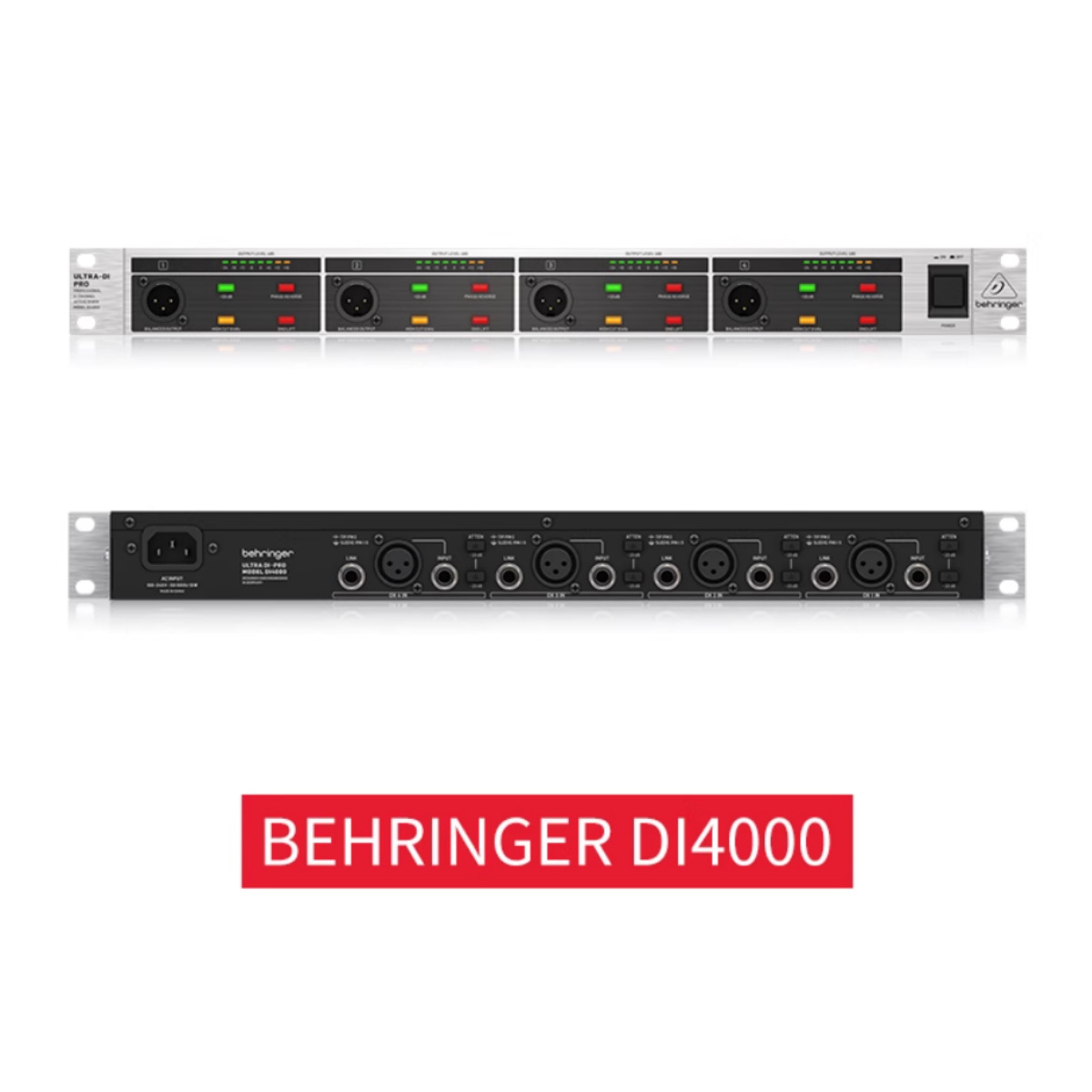 BEHRINGER/百灵达 DI4000 机架式有源4通道DI盒 DI-4800A带隔离DI