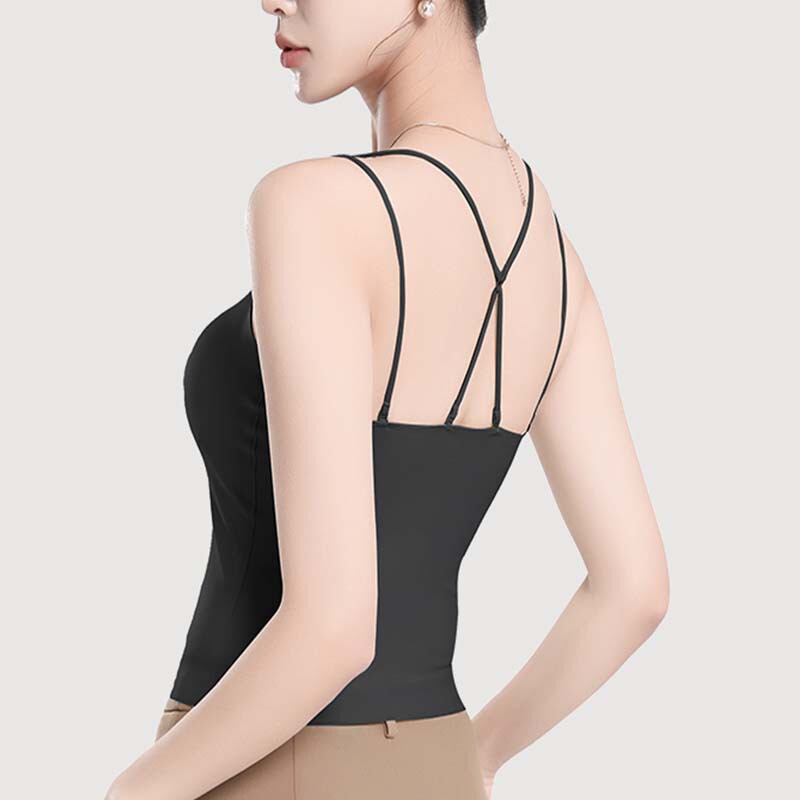 New Sling-Style Camisole from the Source Factory, Wholesale for Girls, Simple and Versatile, Beautiful Back Design, with Chest Pads, Women's Underwear, Tank Top Style
