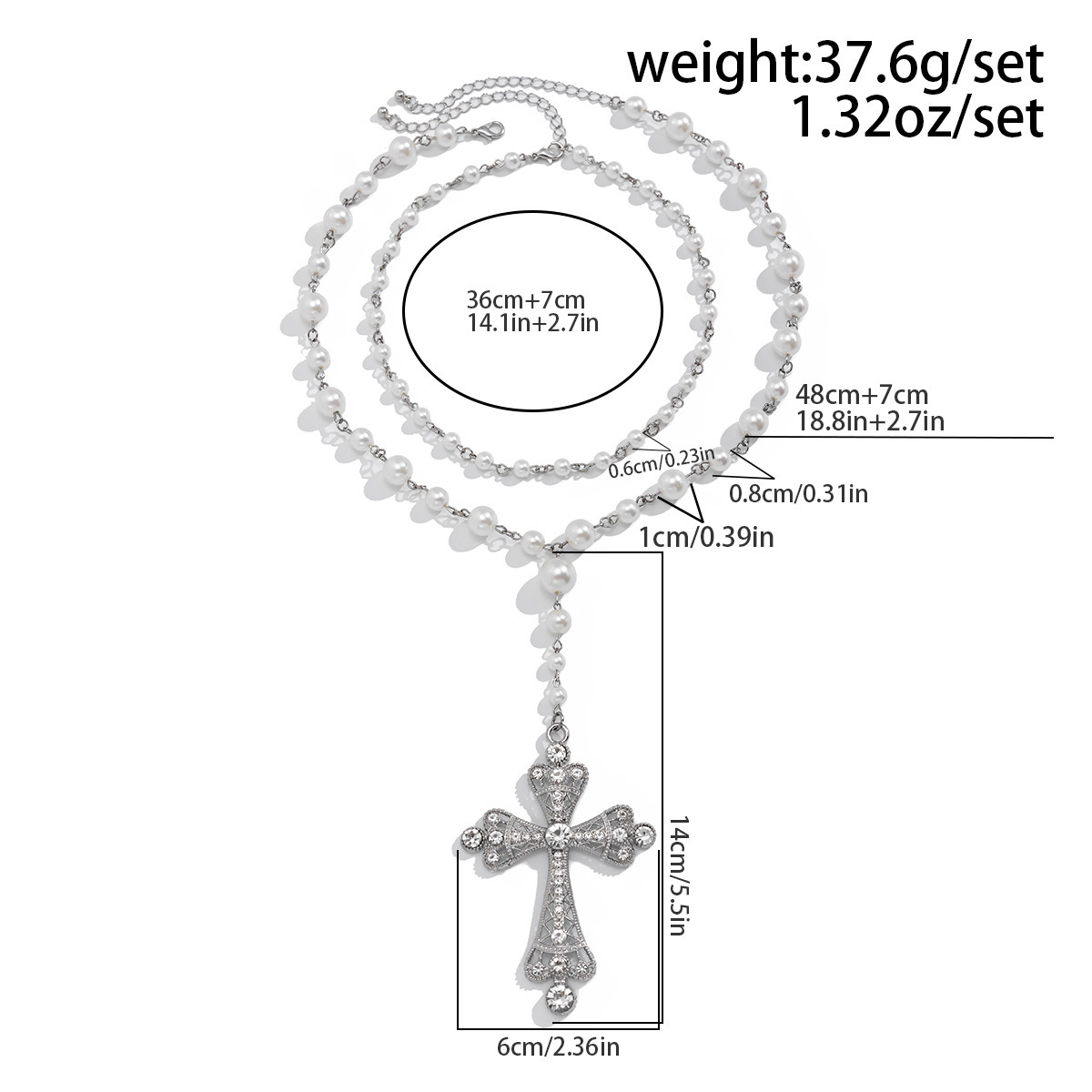 Beaded Design Simple Style Classic Style Cross Imitation Pearl Alloy Wholesale Pendant Necklace