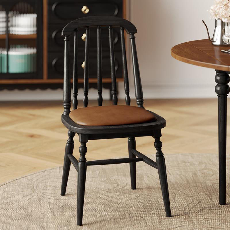 Medieval-Style French Solid Wood Backrest Chair, Desk, Soft-Covered Dining Chair, American Retro Home-Use, High-End Design Medieval-Style French Solid Wood Backrest Chair, Desk, Soft-Covered Dining Chair, American Retro Home-Use, High-End Design