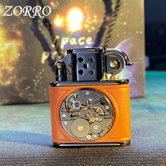 佐羅zorro煤油打火機598機械錶芯皮質廠家批發工廠防風耐用