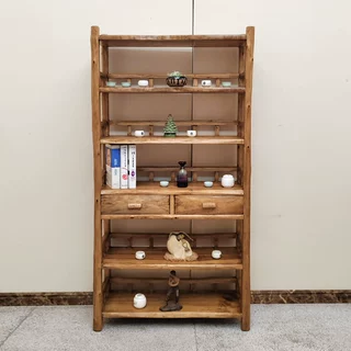 原生态实木博古架仿古茶叶架多宝阁茶具展示架子原木创意摆件架