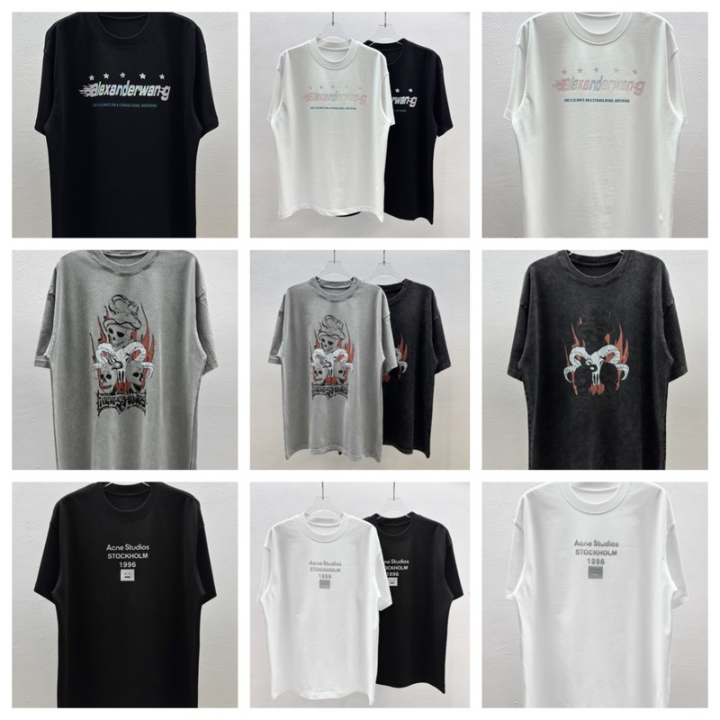 クロスボーダー 25ss ニッチトレンドブランド AC ホエイパウダー ラブレターシリーズ 1996 レター インクジェット 半袖 男女兼用|undefined