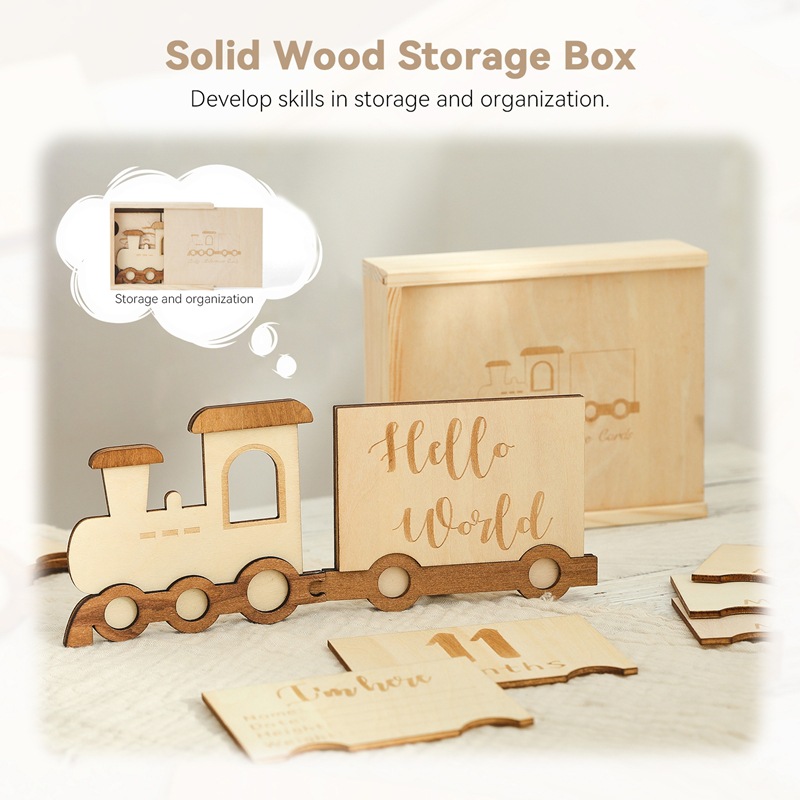 Tren conmemorativo de crecimiento del bebé transfronterizo, hito del tren, accesorios de cumpleaños para niños, decoración, hito de la foto de registro