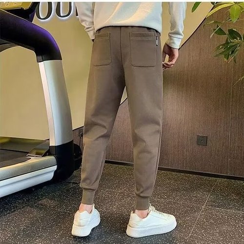 Spring and Autumn trendy brand sweatpants for men, 2024 Meilad-style athletic pants—casual ankle-tied cropped trousers.