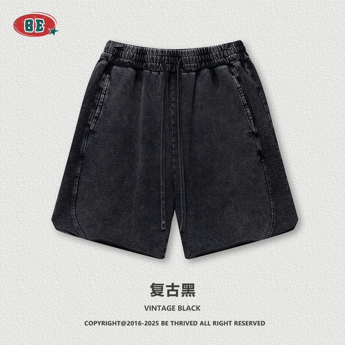 BE Men's Wear | 2025 Summer American Trendy Brand ins Batik Lavado y desgastado Pantalones cortos para hombres Pantalones sueltos para hombres