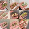 Green retro small earrings, wholesale, flowered