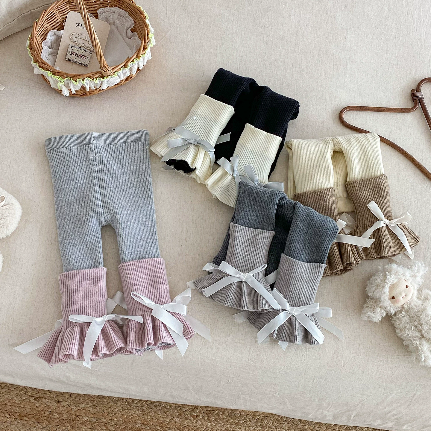 Демисезонные утепляющие woolen брюки для девочек раннего возраста, леггинсы, западный стиль