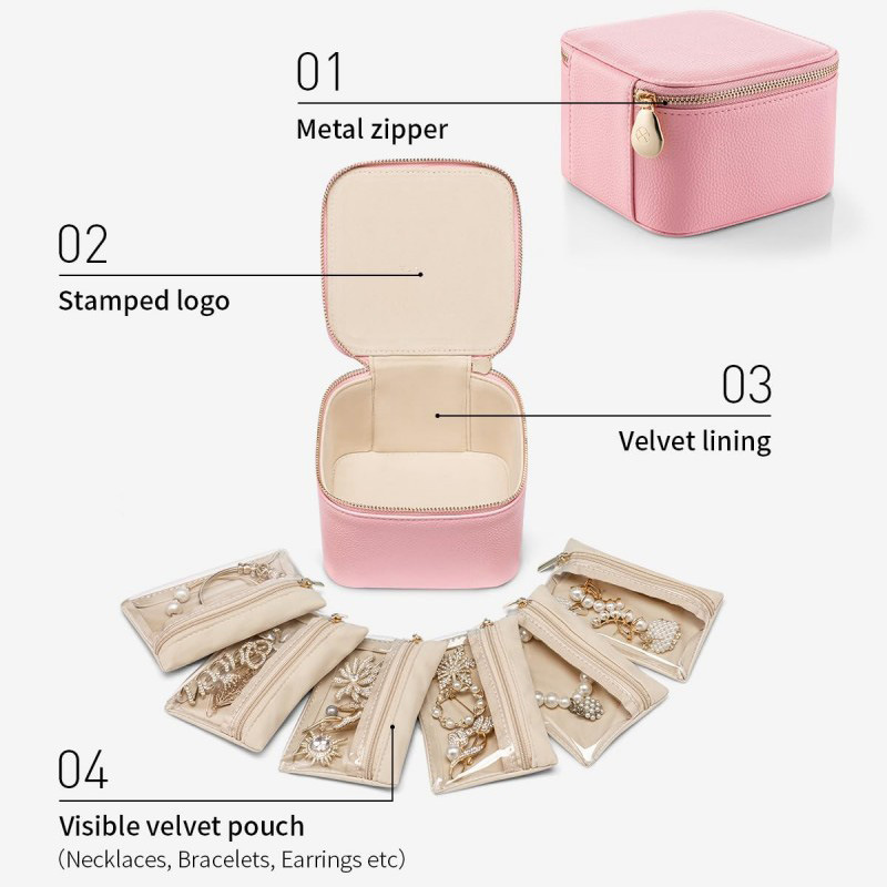 Joyero de celebridades de Internet de Amazon transfronterizo, bolsillo de viaje conveniente, caja de almacenamiento de joyas, pendientes, caja de joyería