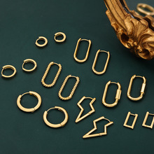 欧美亚马逊闪电长方形麻花长款耳环耳扣极简约光面耳扣女耳饰品