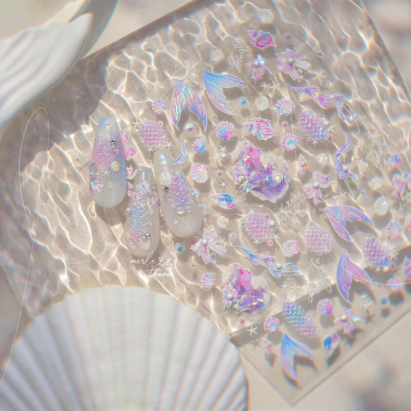 Tomoni Manicure Shell Light Fantasy Purple Ocean Mermaid Shell Conch Starfish Fish Tail Nail Sticker Tomoni Manicure Shell Light Fantasy Purple Ocean Mermaid Shell Conch Starfish Fish Tail Nail Sticker