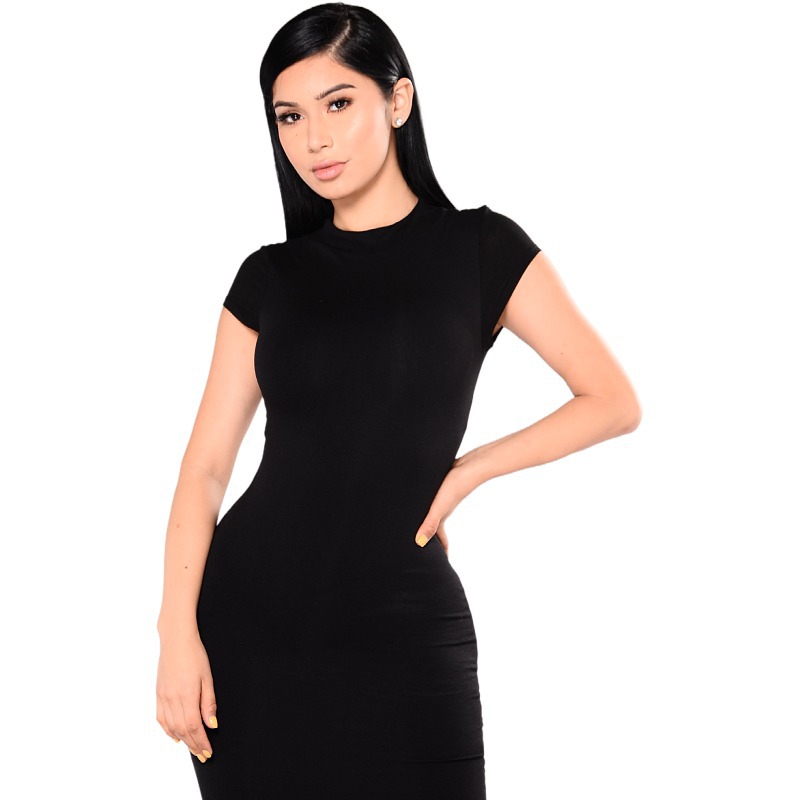 Combinaison-robe moulante à manches courtes GraceChic N339, grande taille, manches courtes, tailles S à XXXL._voghion.com