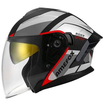 Motorcycle 3/4 Helmet Riding Helmet Double Mirror Motorcycle Helmet Electric Vehicle Pedal Riding Helmet Security Hat (Motosiklet kaskı (dəbilqə)) - red-speed-m