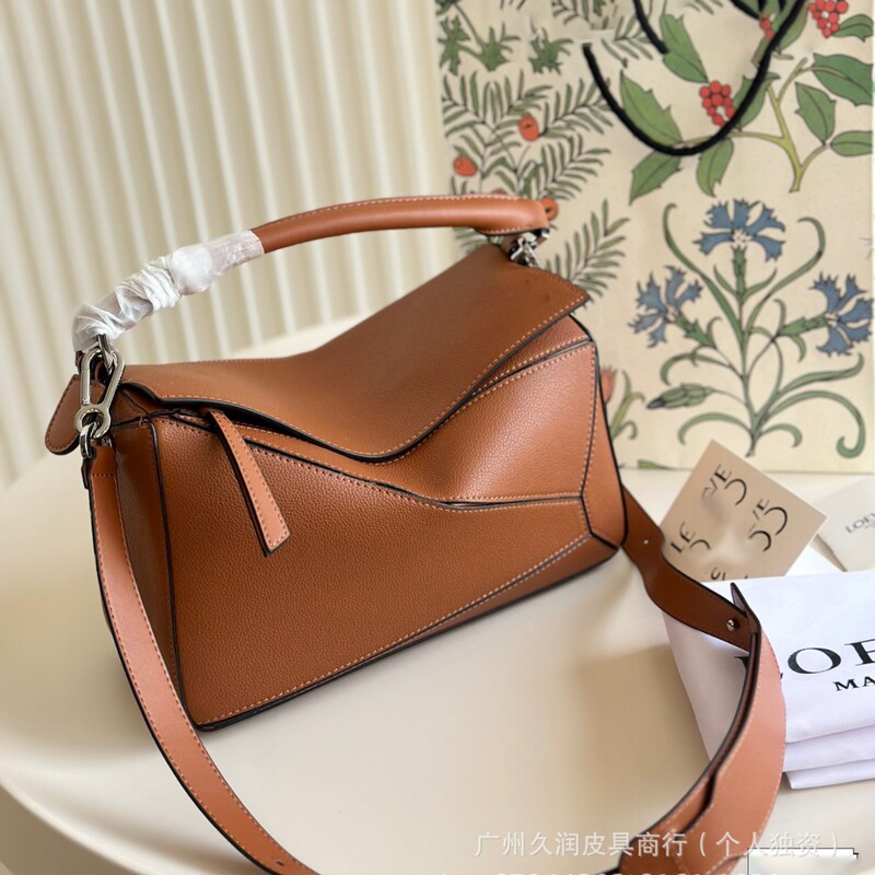 2025 High Quality New Luojia Puzzle Geometric Bag Mini Satchel Splicing Genuine Leather Shoulder Crossbody Pillow Bag
