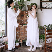 吊带轻婚纱2024夏季新款新娘结婚超仙晨袍白色简约气质森系出门纱