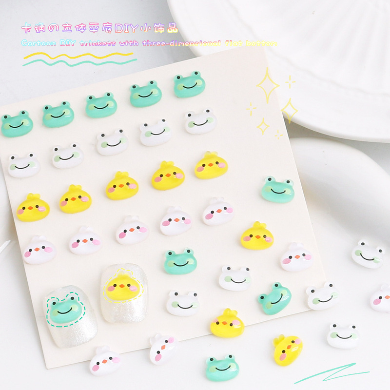 New Cartoon Little Frog Chicken Cute Head Manicure Jewelry Resin Jewelry Accessories DIY Nail Accessories