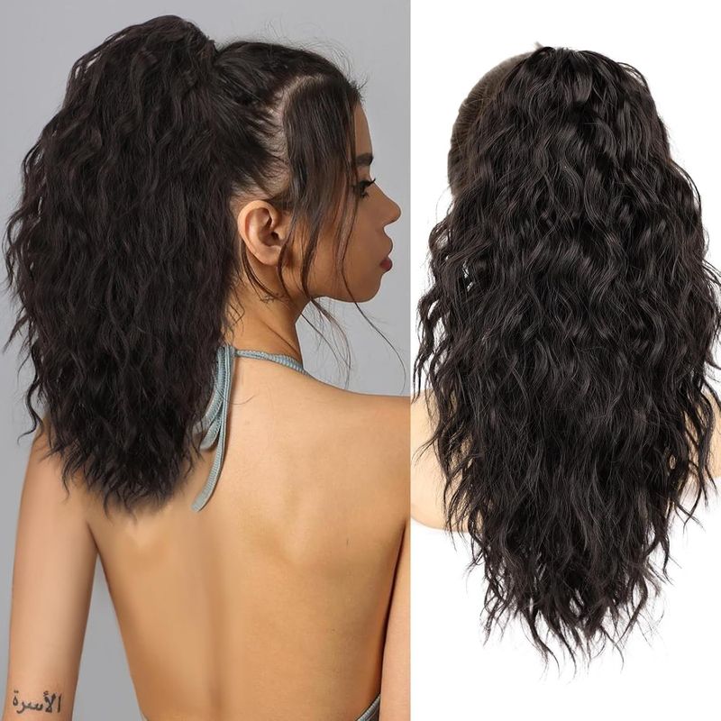 Xuchang ウィッグ Yuanyang 18inch ポニーテールウィッグ女性用ウールカーリーロングカーリーヘアコーンパーマウォーターリップルポニーテールウィッグ女性用|undefined