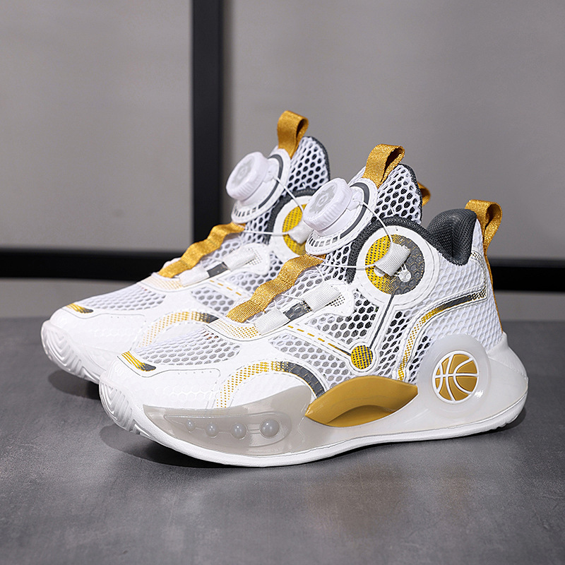 Zapatillas de baloncesto para niños verano 2025 nuevas zapatillas de entrenamiento profesional con superficie de malla transpirable para niños zapatillas de deporte antideslizantes para niños