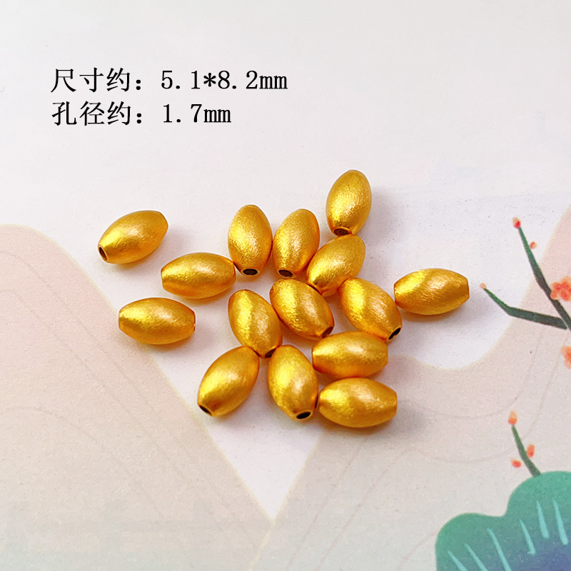 S925 Silver Gold-Plated Brushed Spacer Beads Barrel Beads Round Beads Bamboo Accessories Bracelet Necklace Charms DIY Semi-Finished Accessories New