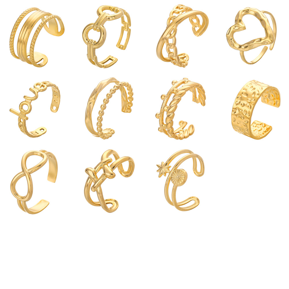 6g Weight Open Ring Classification Adjustable Ring Size 1 Piece Quantity Daily Occasion Stainless Steel Material Star, Heart Shape Pattern Women'S Gender Plating Design Simple Style Style Simple Style Star Heart Shape Stainless Steel Plating Open Ring 1 Piece 85