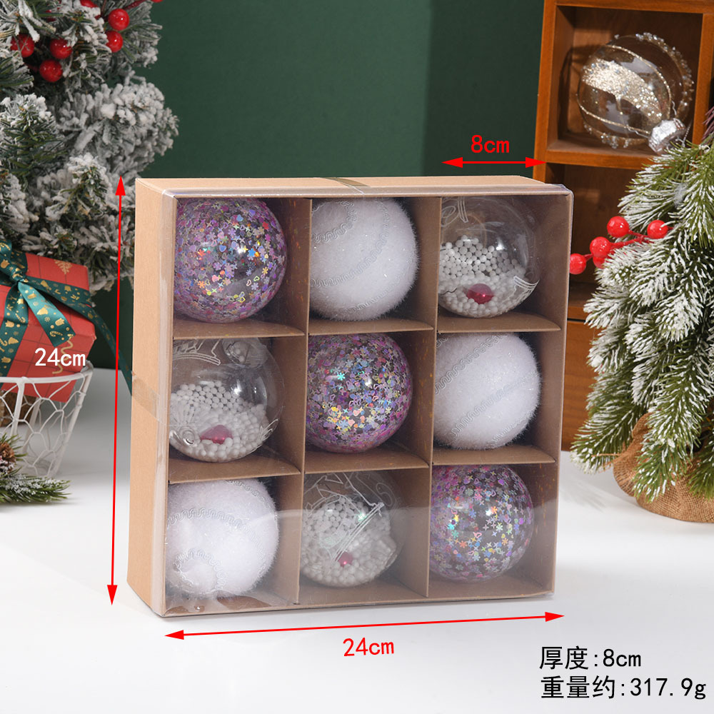 Decoración de Navidad de 8cm, bola de Navidad intermitente, galvanoplastia en color, exquisito colgante de árbol de Navidad, venta directa de fábrica