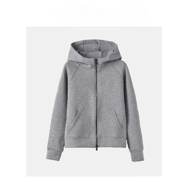 Summer Sunshine [Double Zipper Hoodie] Casual Temperament Three-Layer Liquid Air Cotton Jacket Women's Spring and Autumn Sweater