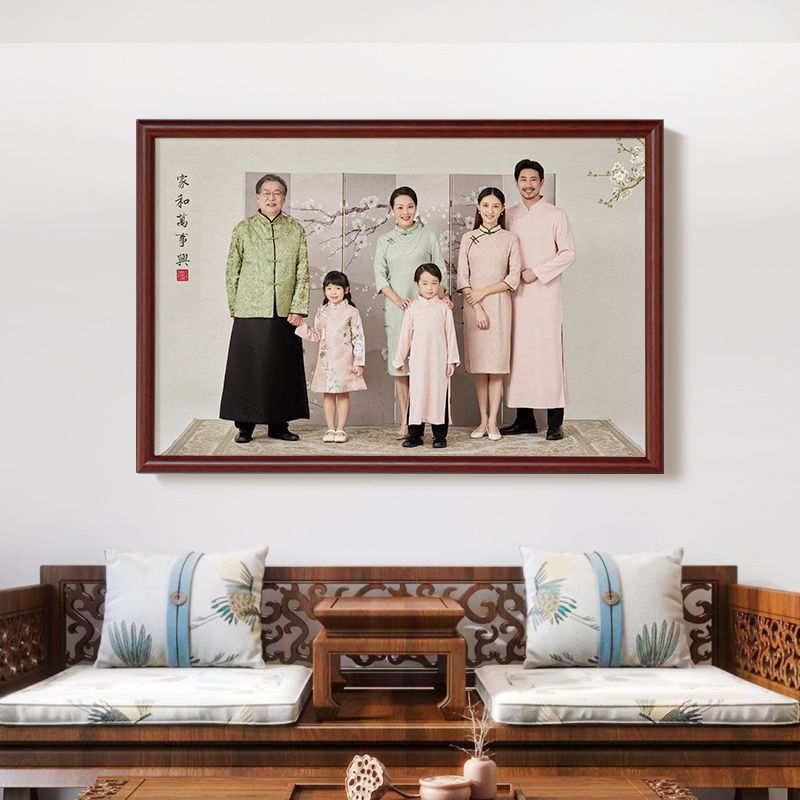 Family Portrait Photo Editing Living Room Photo Frame Solid Wood Wall Hanging 2024inch Plus Washed Photo Printing Enlargement Nailed