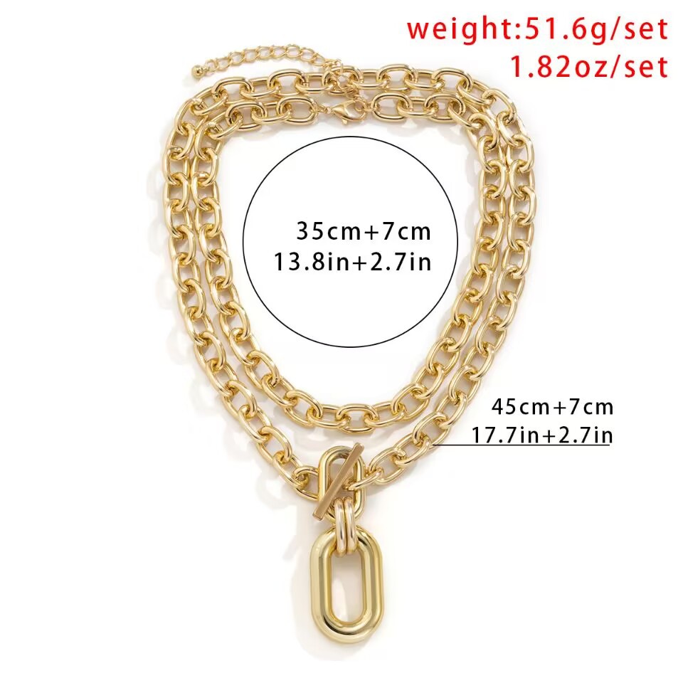 Retro Classic Style Geometric Alloy Cable Chain Lobster Trigger Clasp Closure Layered Necklaces Wholesale display picture 1