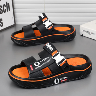 New men's sandals and slippers 2025 summer thick-soles home non-slip wear-resistant deodorant fashion beach slippers cross-border