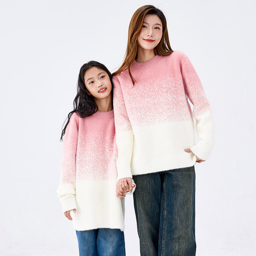 Autumn/Winter Snowflake Gradient Color Parent-Child Set Non-Pilling Children's Sweater Family Set Loose Korean Style Top
