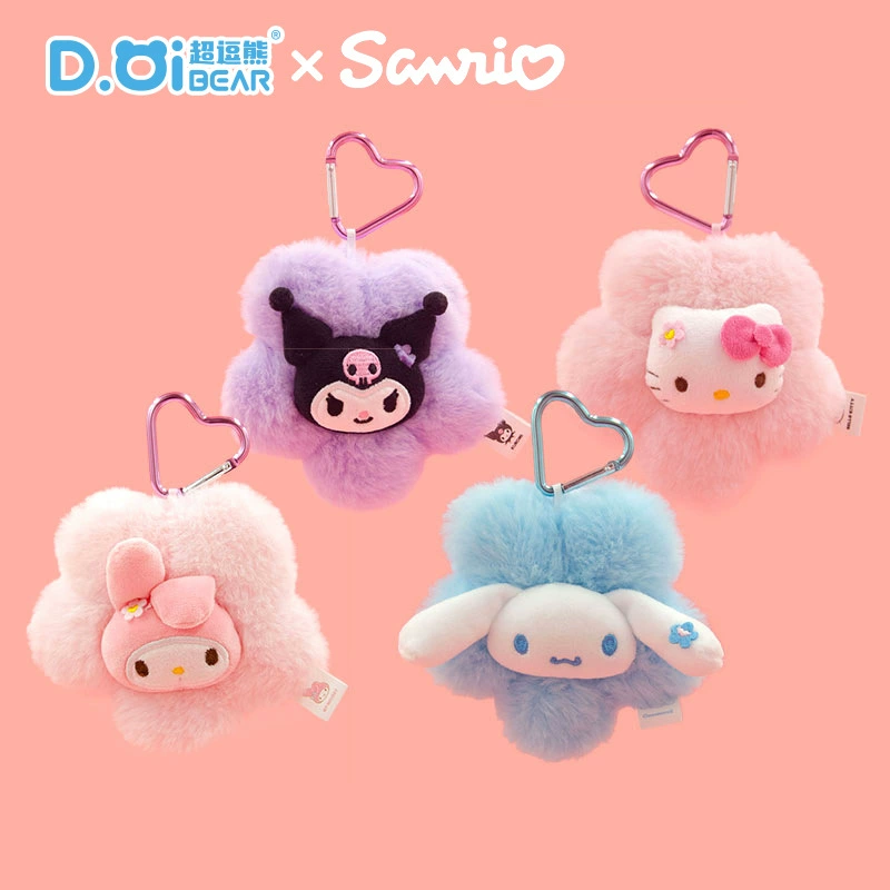 Sanrio, брелок из настоящего плюша, сумка для ключей, мультяшные ключи от машины, кукла, подвеска, с цветами