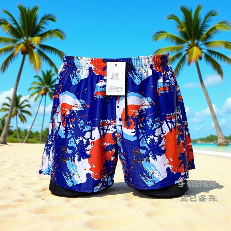 Large Size Men's Swim Trunks, Anti-Embarrassment Swimming Shorts, Men's Swimwear for Hot Springs, Boxer-Style Five-Point Beach Shorts, Men's Swimwear