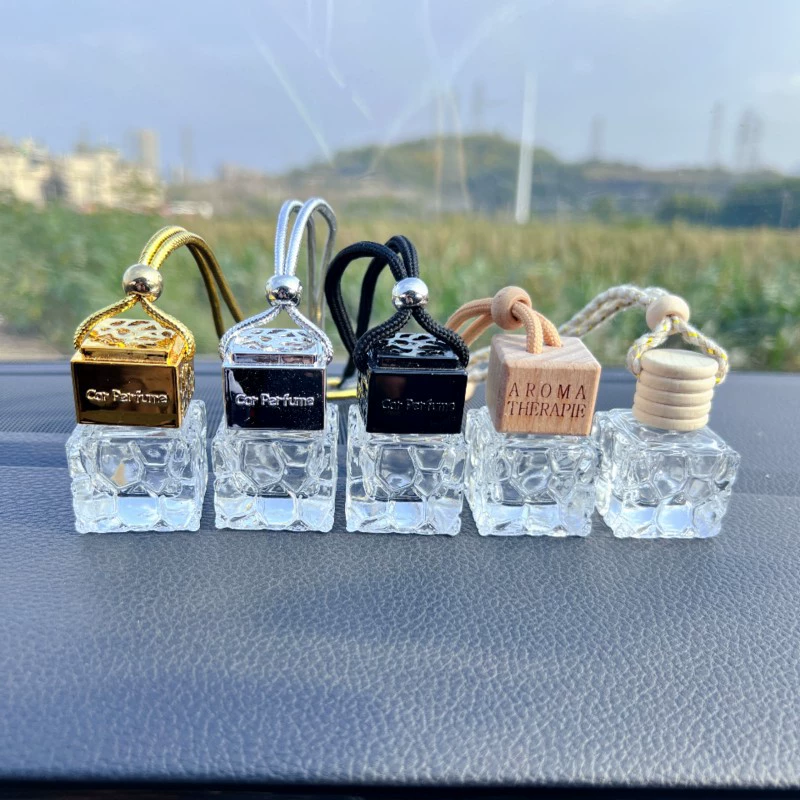 8 мл Водный куб прозрачная бутылка для ароматерапии Хрустальный Алмазный квартет эфирное масло стеклянная бутылка автомобильные духи пустая бутылка интерьер автомобиля висит
