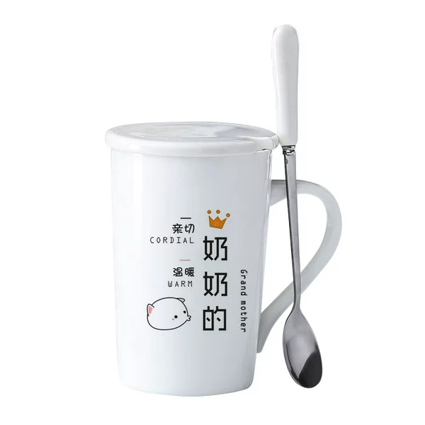 ❦❦웃웃웃Grandma’s breakfast cup+lid+spoon Grandma’s breakfast cup+lid+spoon❦❦웃웃웃