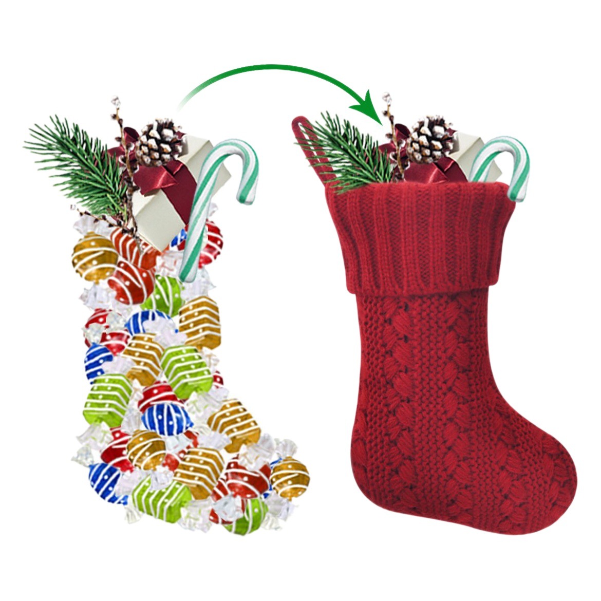 Transfronterizo nuevas medias de Navidad medias de punto decorativas estilo de país decorativo árbol de Navidad decoraciones chimenea colgando Calcetines