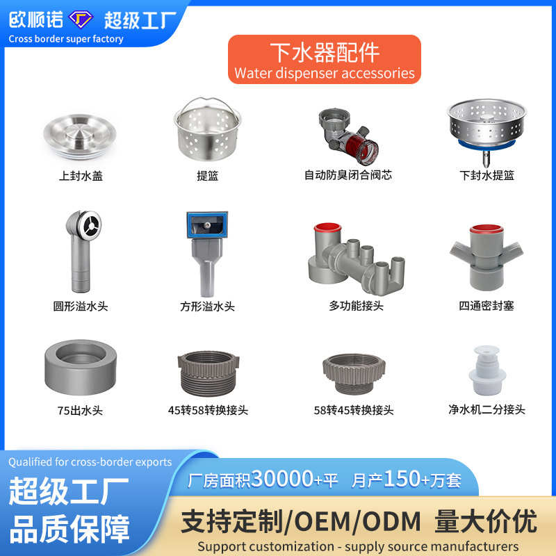 台所の水槽の野菜を洗うたらいの下水器の部品の下水管路の臭いを防ぐ神器の三方の排水管路の二合一|undefined