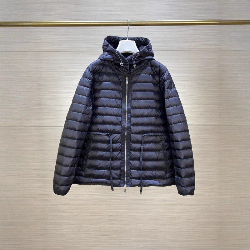 High Version Mongolian Pocket Drawstring Waist Autumn and Winter Lightweight Simple Women's Hooded down Jacket Coat