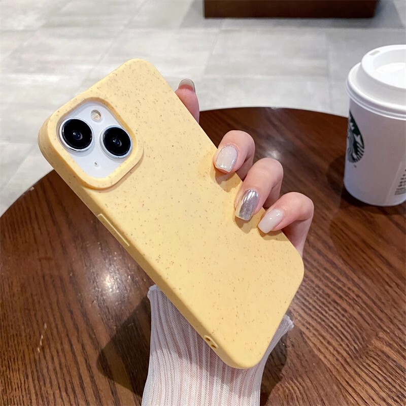 シンプルな純色の小麦の殻はiPhone16アップルの携帯ケース15promax大穴14を適用します。|undefined