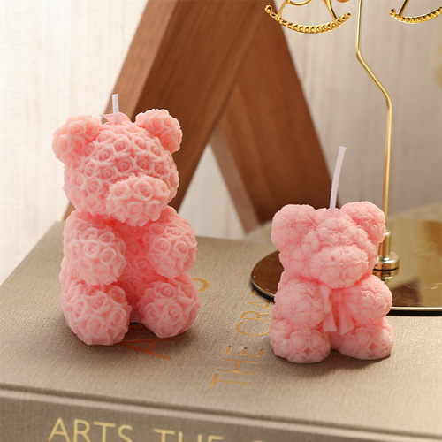 Rose Bear Shaped Aromatherapy Candle - High-end Handcrafted Perfume Candle for Birthday Gift - Candle with Atmosphere, Creative Gift