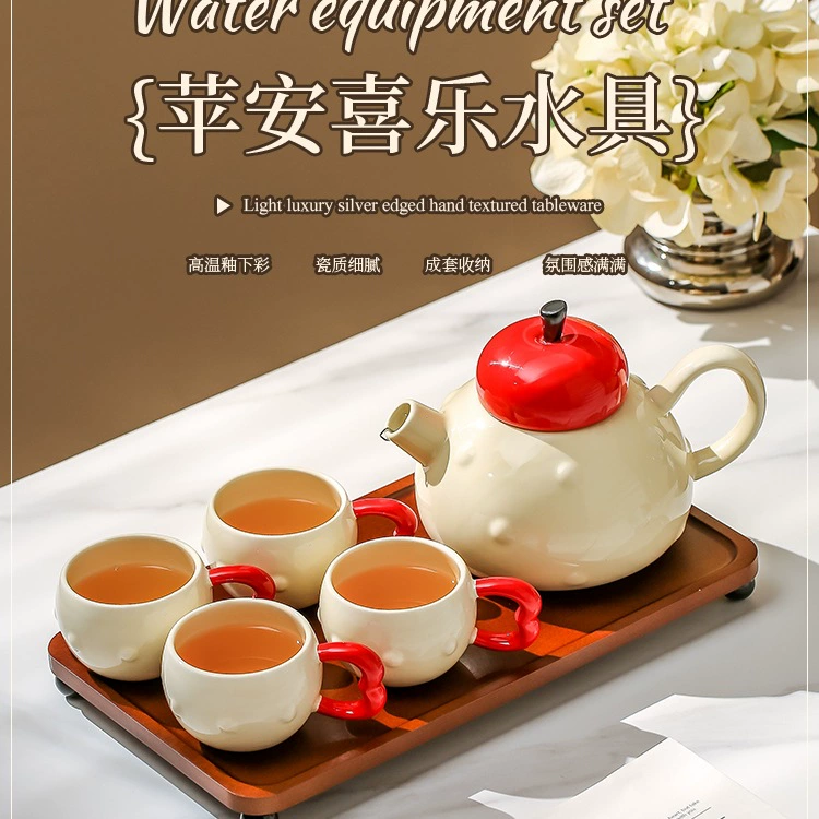 Ceramic tea set for moving, teapot for bride, Birthday gift