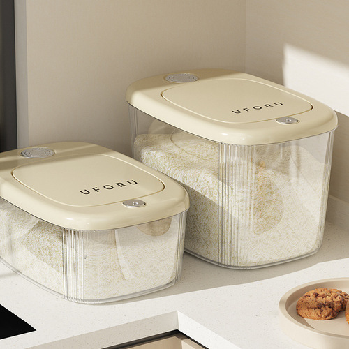 Household insect-proof and moisture-proof press rice barrel food-grade sealed large-capacity automatic rice storage box sealed jar rice cylinder