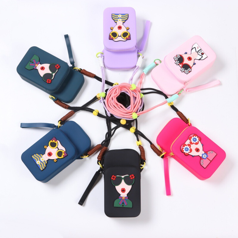 Cross-Border New Product Silicone Mobile Phone Bag, Portable Sunglasses Storage Bag, Cosmetics Storage Bag, Cross-Body Shoulder Bag, Adjustable