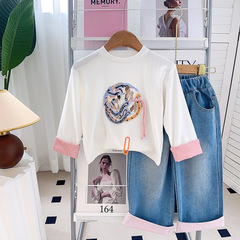 New Chinese-style round neck T-shirt for girls, spring and autumn new fashion, national style long-sleeved base shirt