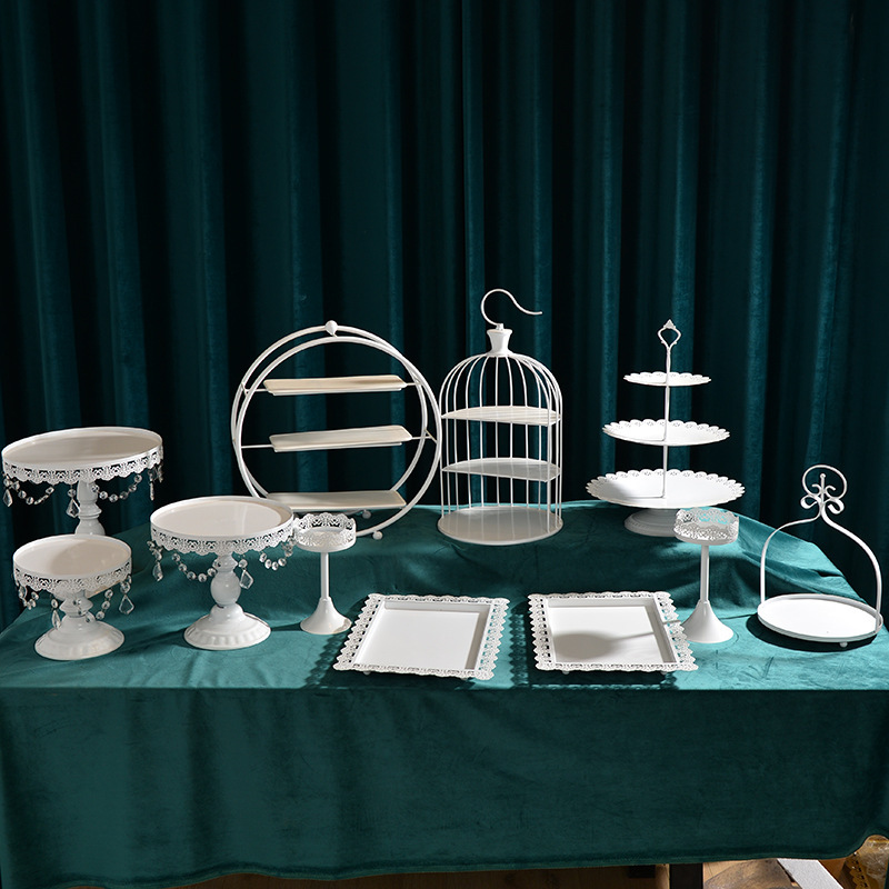 Diseño de boda europea decoración de mesa de postres set de té de la tarde refrigerio bandeja de pastel estante de exhibición mesa de descanso de té