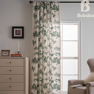 Flying Cat Finished Curtains Turquoise Tree Print Semi-Shading Balcony Kitchen Curtains Living Room Bedroom Floating Curtains Factory Direct Supply